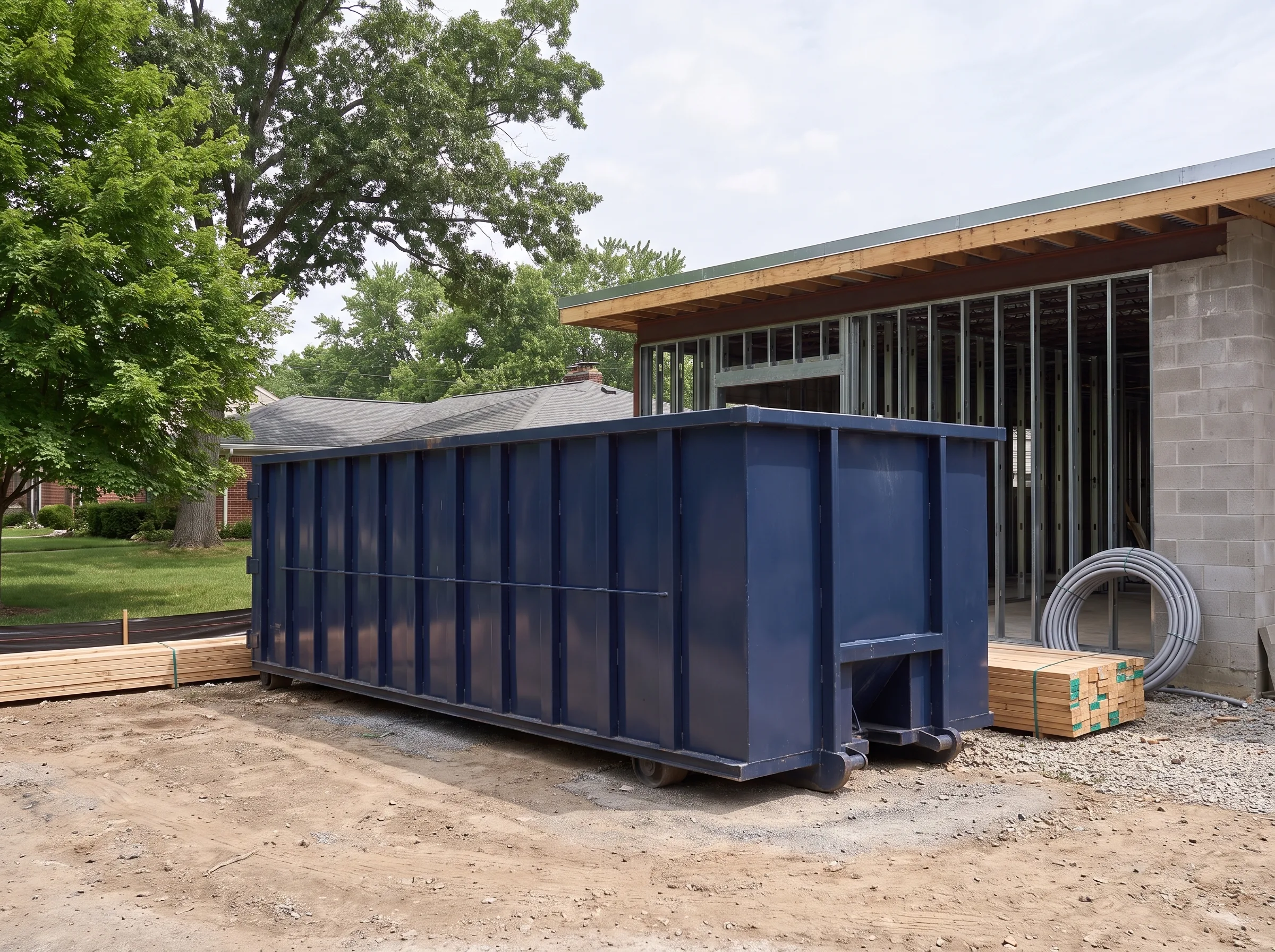 Roll-off dumpster being loaded in Cleveland, OH